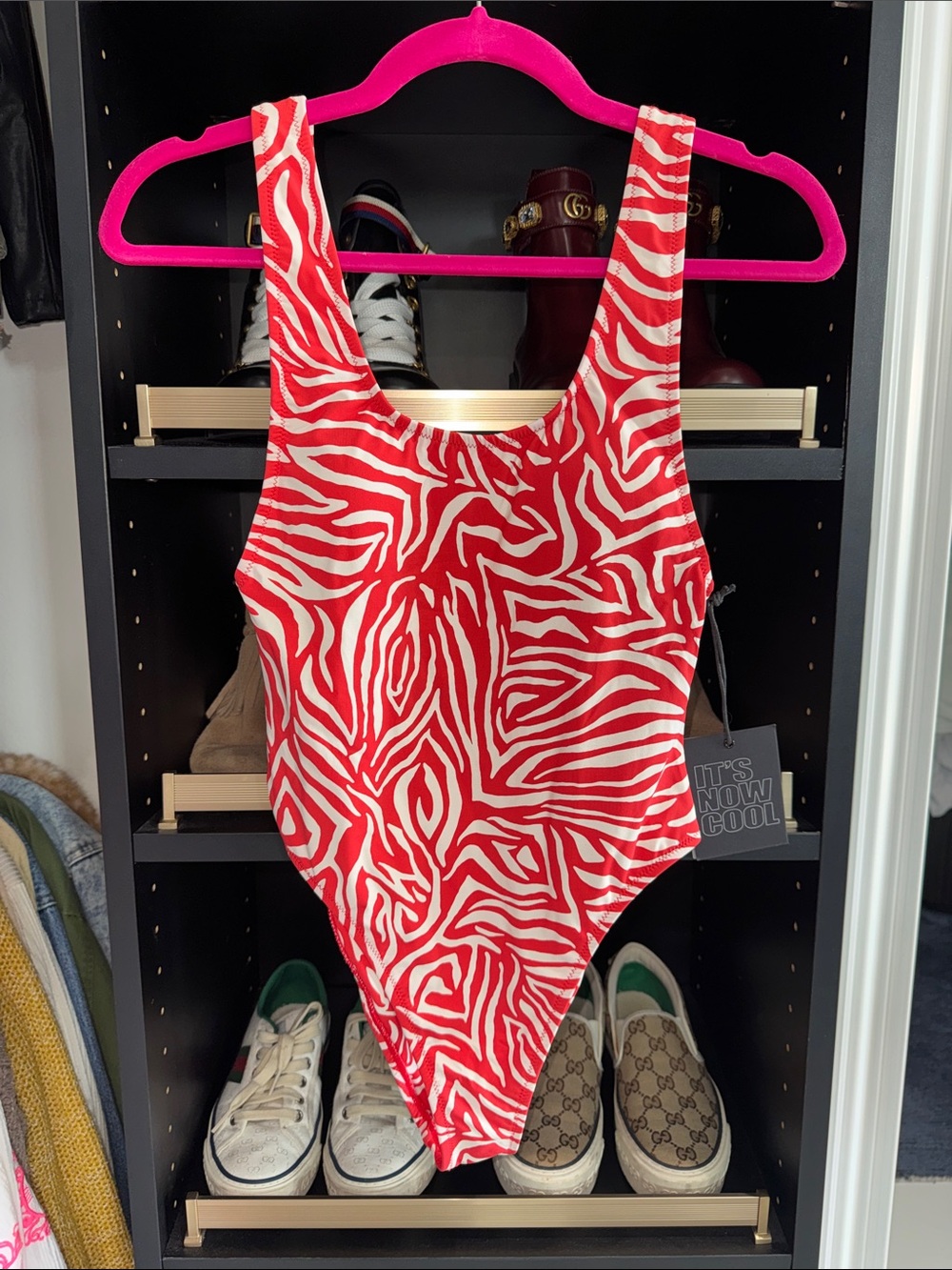 Red & White Zebra One-Piece Swimsuit